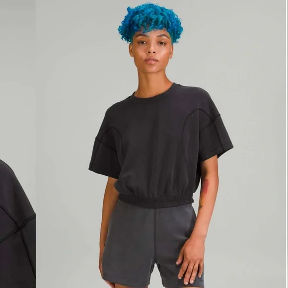 Lululemon Softstreme Gathered T-Shirt 8/Black - Picture 1 of 6